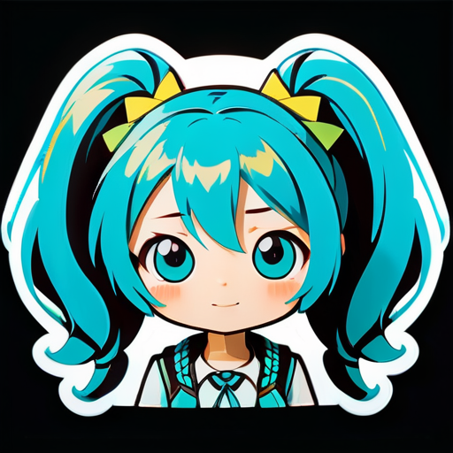 初音未来 com três tranças sticker