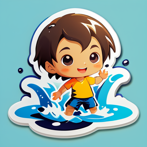 玩水的小男孩 sticker