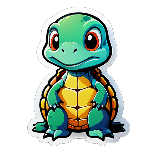 Ceci est une illustration d'un portrait de dessin animé amusant de créature ressemblant à une tortue mince et grande, dessinée de manière humoristique pour une crèche. sticker