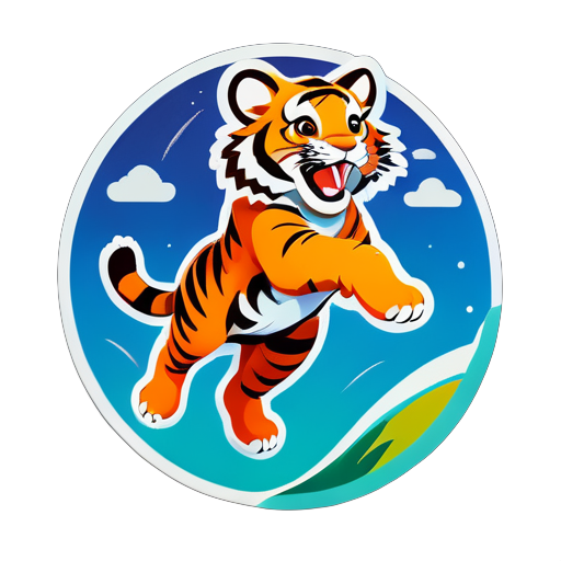 Tiger saltó al cielo sticker