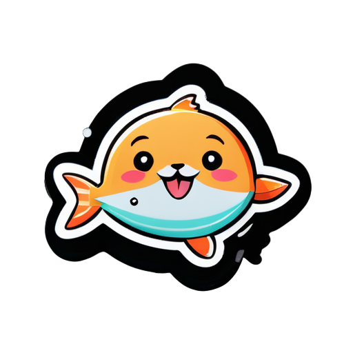 Cute Tuna doodle is happy sticker