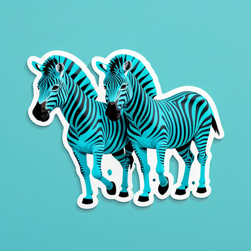 Zebras Cian de gran tamaño sticker