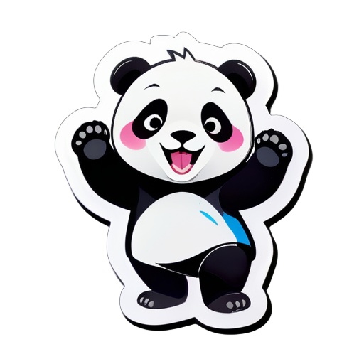 Panda waving flags and cheering sticker