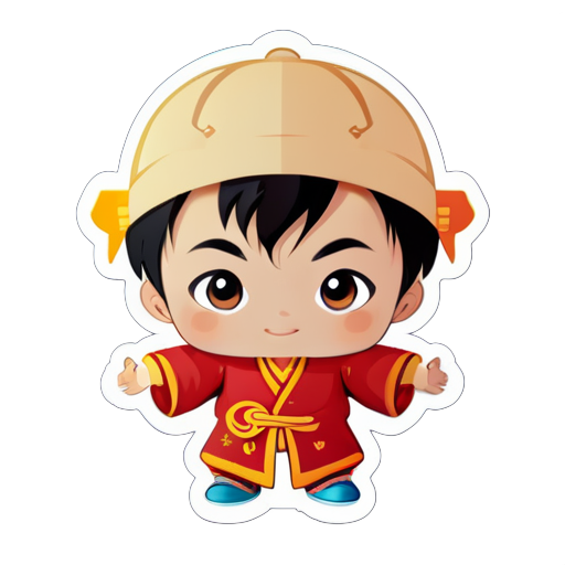 Generate a Chinese boy born in Wuxi, Gouba boy for me sticker