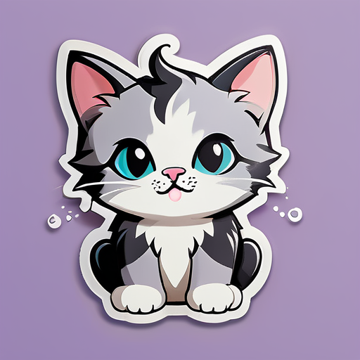 Gatito tranquilo de cuerpo completo con piercing en la nariz sticker