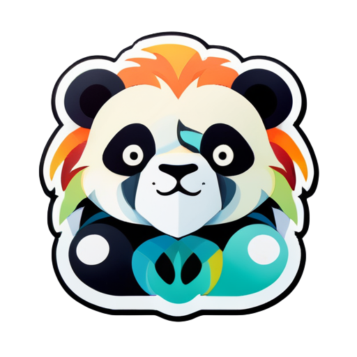 An exotic animal composed of lions and pandas sticker