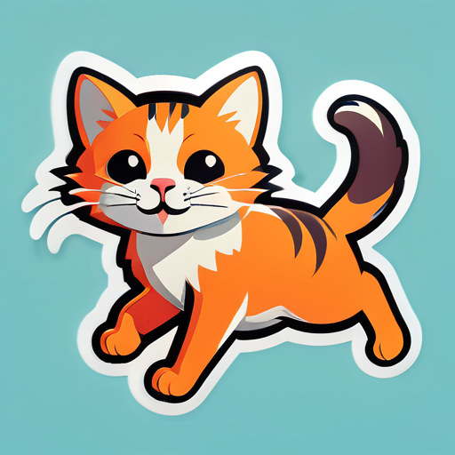 flying cat sticker