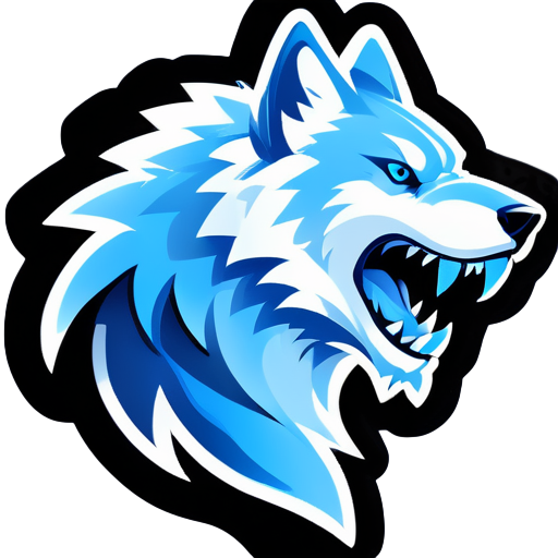 A sleek and icy blue wolf silhouette, with frosty accents highlighting its features. The text "Frost Fang Gaming" is crisp and bold, evoking a sense of cold and power. sticker