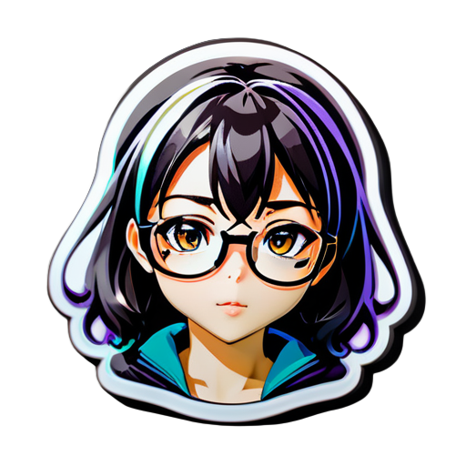 chica anime con lentes nsfw  sticker