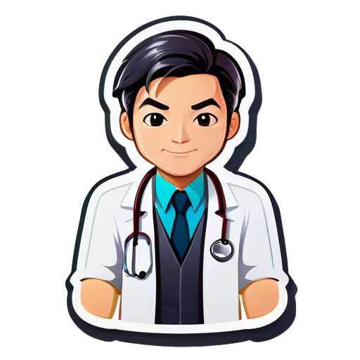 médecin asiatique sticker