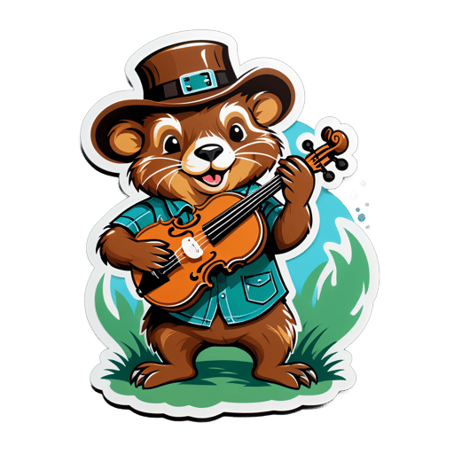 Bluegrass Beaver with Fiddle sticker