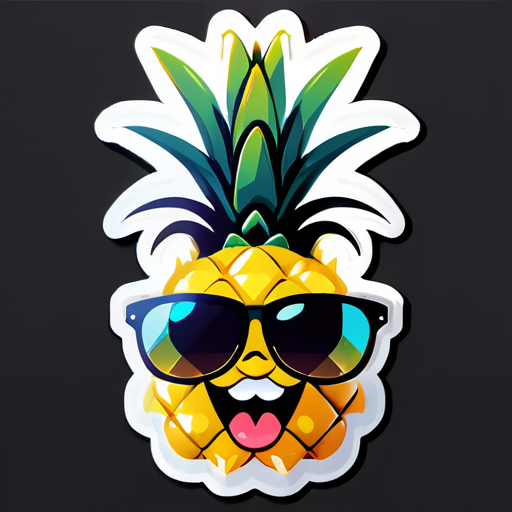 Una piña feliz usando gafas de sol sticker