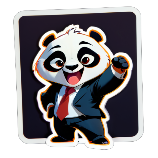 The image of a kung fu panda in a suit, only needs the upper body, with a joyful expression sticker