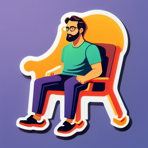 notion like, illustration, a man sit on a chair and lean to his left
 sticker