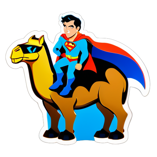 Ben zehn, Superman und Batman auf einem Kamel sticker