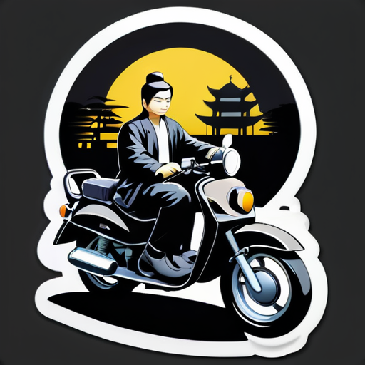 viaje en moto negra suzuki gn 125 ciudad buda loto sticker