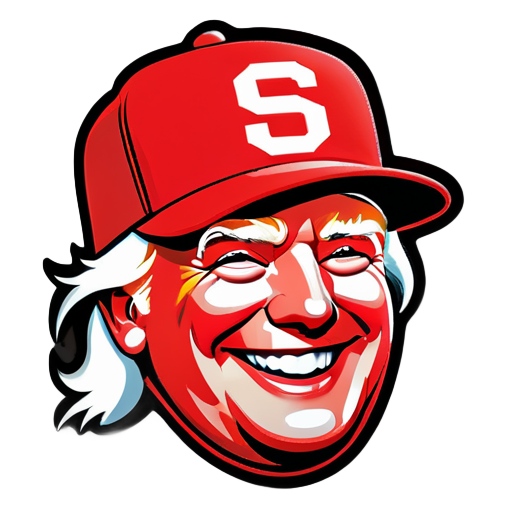 Donald Trump Smiling Wearing a red hat that says $MSS sticker