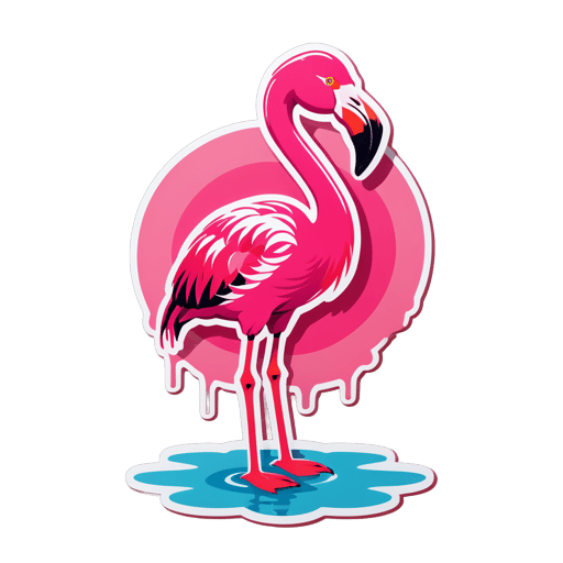 Pink Flamingo Standing in Water sticker