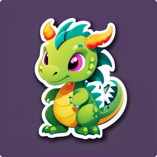 Erstelle einen niedlichen Drachen sticker