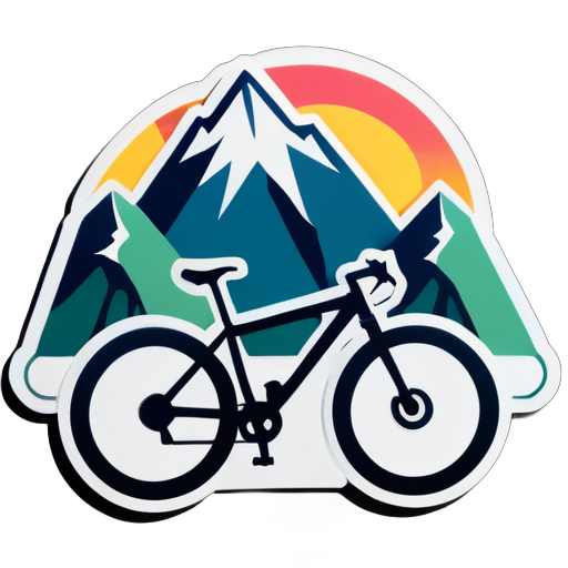 bike with mountains. sticker