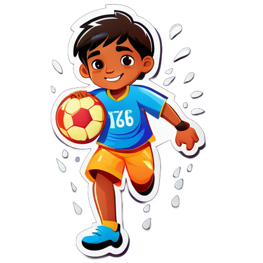 enfant indien de football par une journée pluvieuse sticker