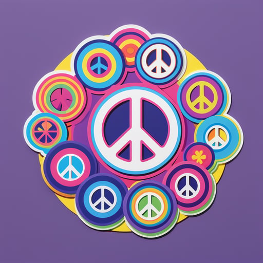 Groovy Peace Symbols sticker