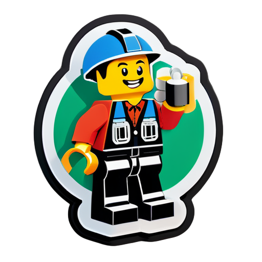 engineer playing with lego sticker