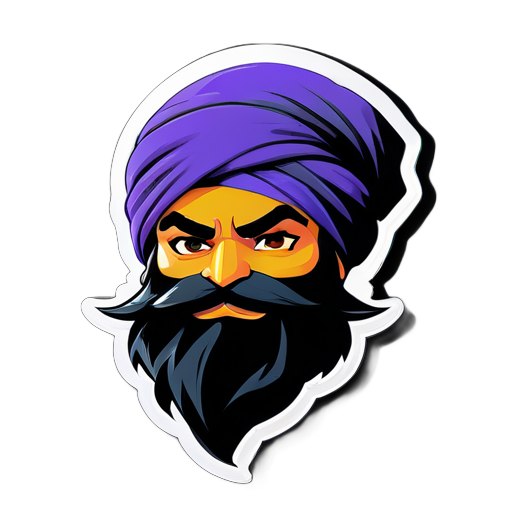 Sikh Turban Ninja with proper black beard looking like gamer ninja sticker