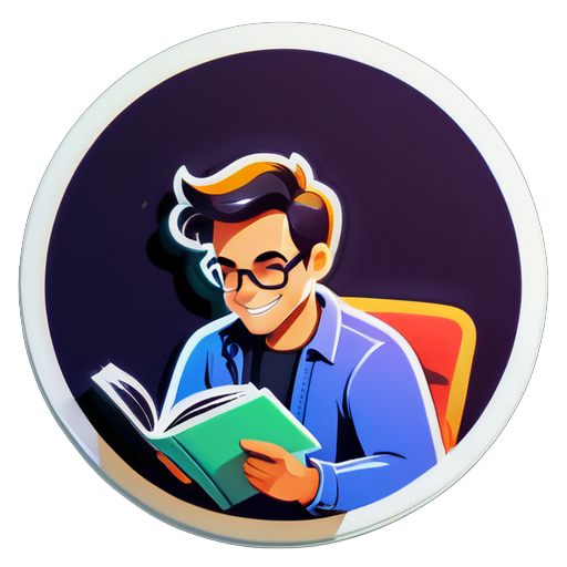 A man reading a book sticker