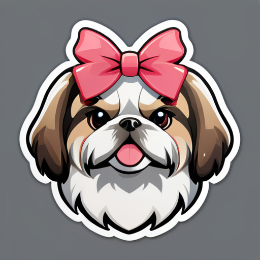 Sticker of a Head of a shihtzu with bow sticker