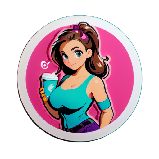 a girl with F cup sticker