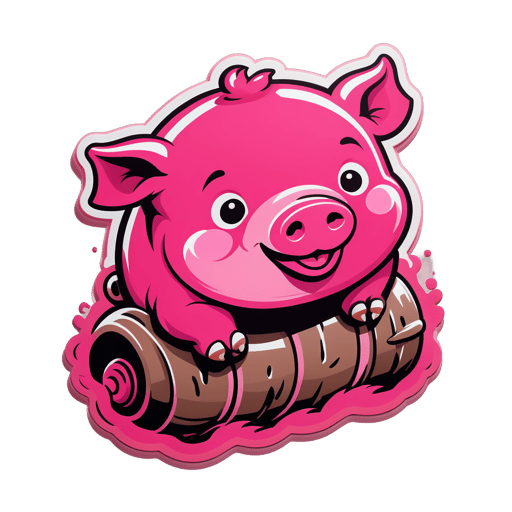 Rosa Schwein rollt im Schlamm sticker