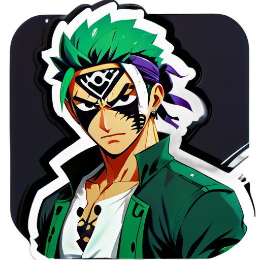 Cool anime guy with desi look, one eye scar zoro sticker