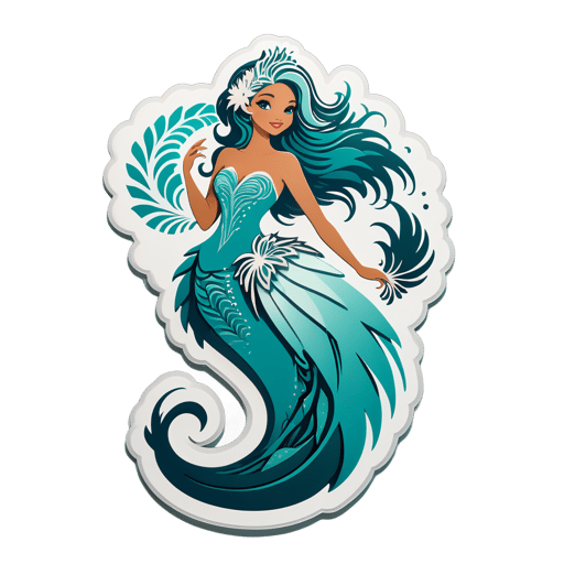 Elegant Feather Mermaid sticker