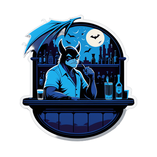 Bate de Blues con Escena de Bar Débilmente Iluminada sticker