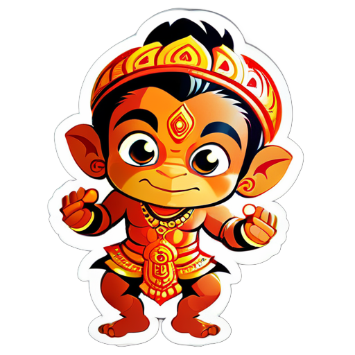 cute playing hanuman god sticker