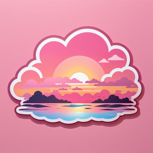 粉紅色的雲在夕陽下飄動 sticker