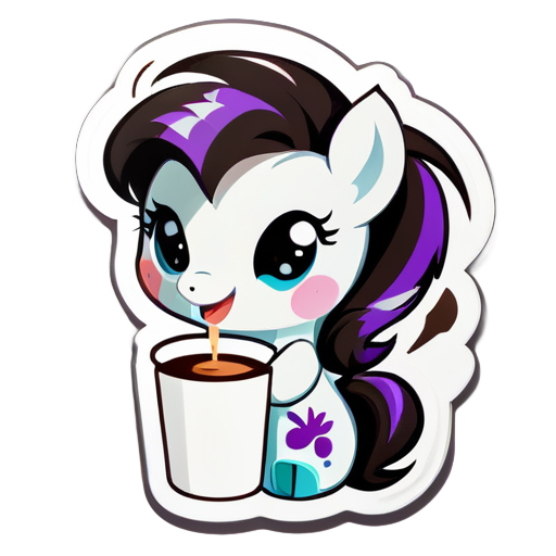 Baby Pony drinking cofee in the morning