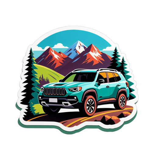 山道を走るSUV sticker