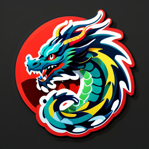 dragon in Japanese graphic style sticker