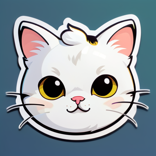 Un beau chat blanc et élégant, avec son nom écrit en bas : Momo sticker