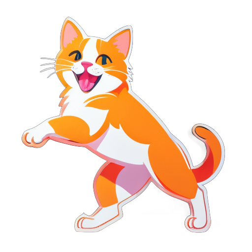 a cat dancing with a dog sticker