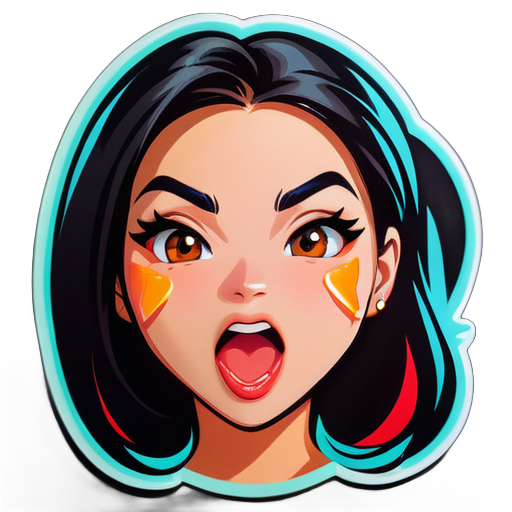 Fille sexy faisant une grimace ahegao sticker