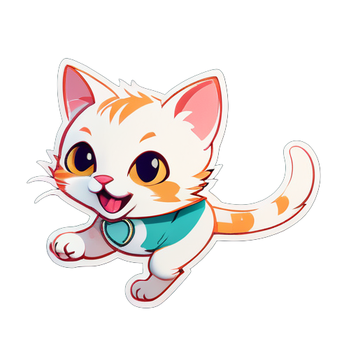 A running little cat sticker