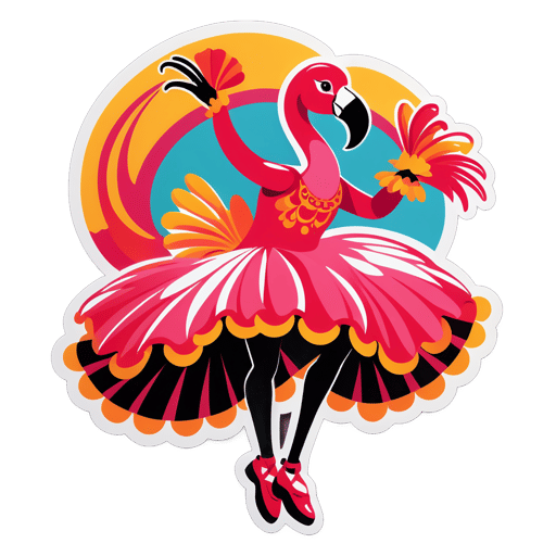 Flamenco Flamingo with Castanets sticker