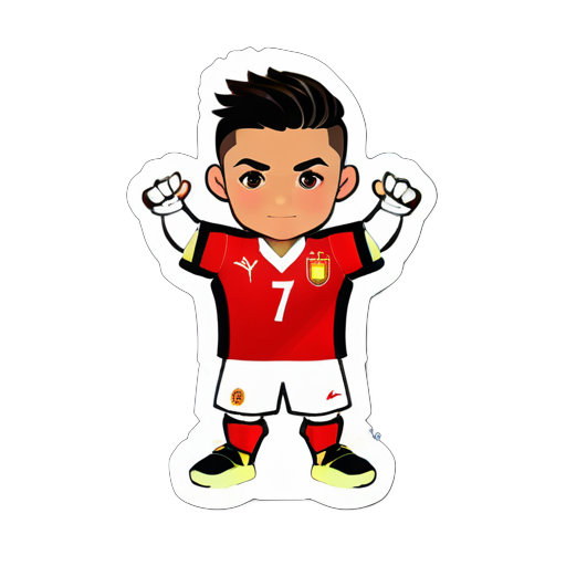 cristiano ronlado với tem áo số 7 của đội tuyển bóng đá nam quốc gia Trung Quốc sticker