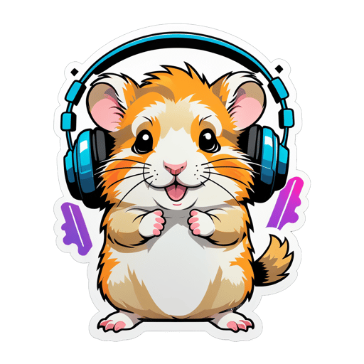 Maison Hamster avec Casque sticker