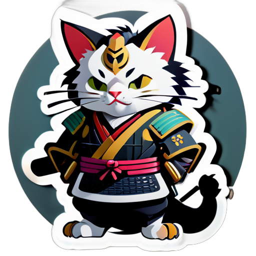 samurai cat sticker