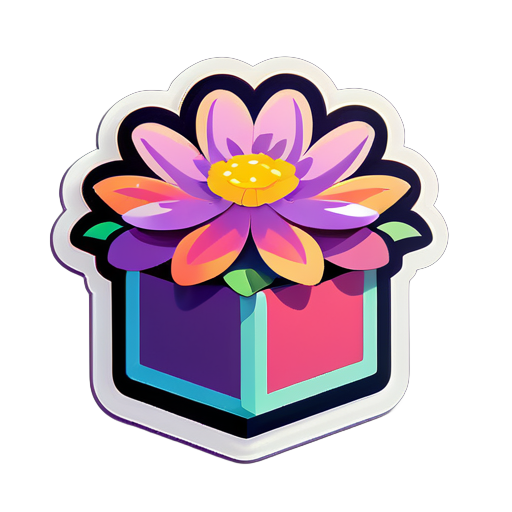 An open box on a flower sticker