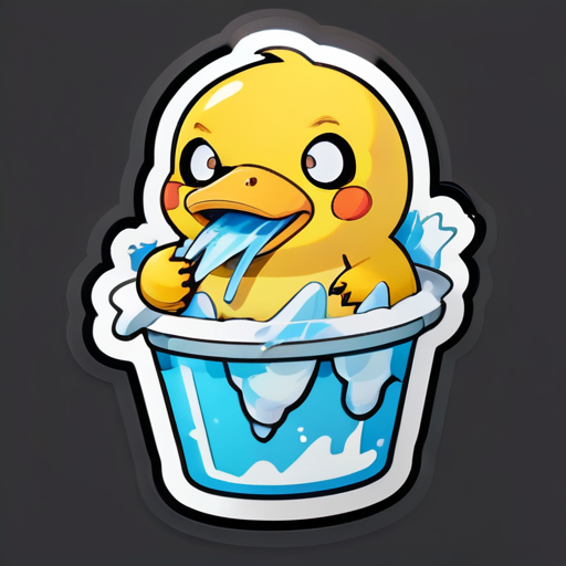 psyduck comiendo hielo rallado sticker